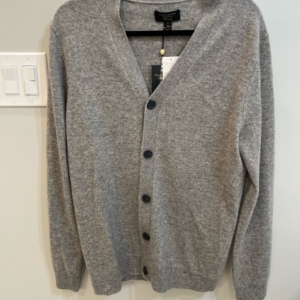 Club Room Gray 100% Cashmere Cardigan Sweater, NWT